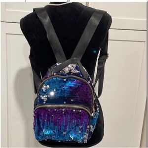Sequin Backpack with Black Straps